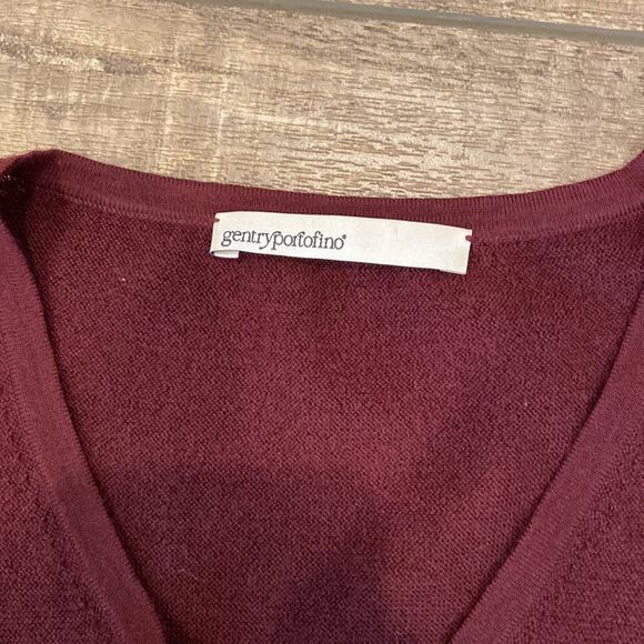 GENTRY PORTOFINO Burgundy 100% Cashmere Sweater Very Oversized - Picture 4 of 9